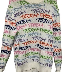 Teddy Fresh All Over Print Multicolor Sweater men’s size Xs women’s medium